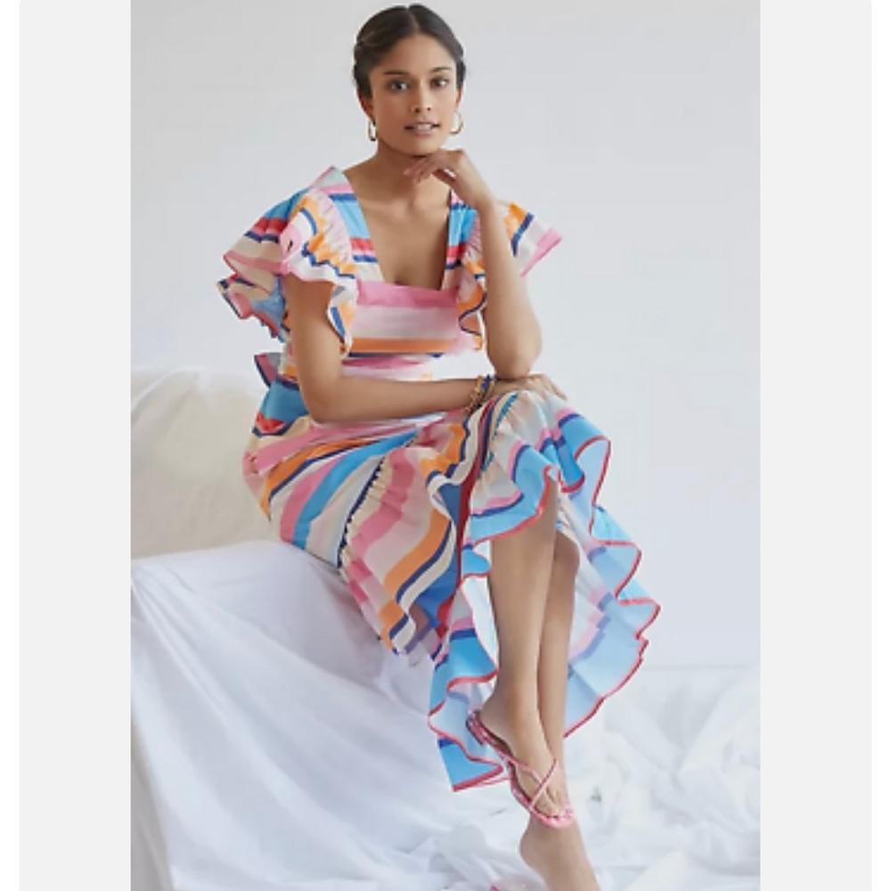 Plenty by Tracy Reese Ruffle Stripe Maxi Dress